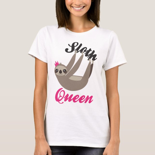T-shirt mignon de blanc de la Reine de paresse (Devant)