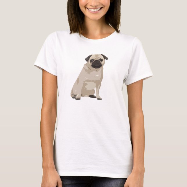 T-shirt mignon de carlin de bande dessinée (Devant)