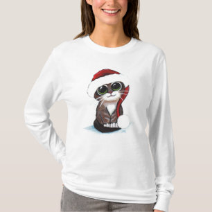 T-shirt mignon de chaton de Noël