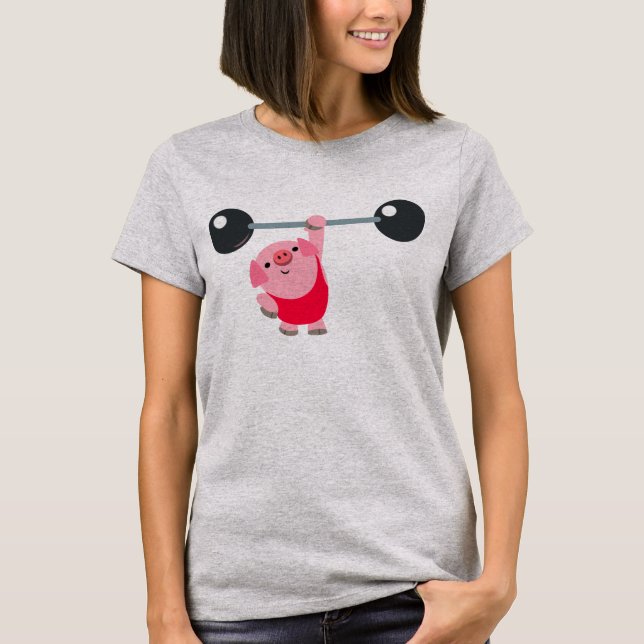 T-shirt mignon de femmes de porc de bande dessinée (Devant)