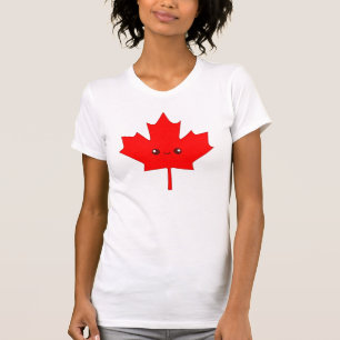 T-shirt mignon de feuille d'érable rouge