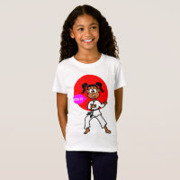 T-shirt mignon de fille de karaté d'Afro-américain