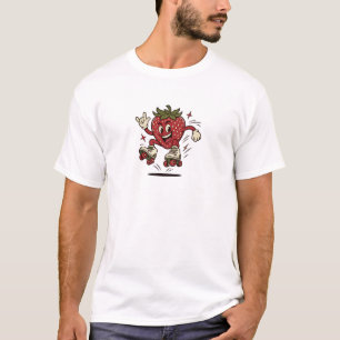T-shirt mignon de fraise à roulettes