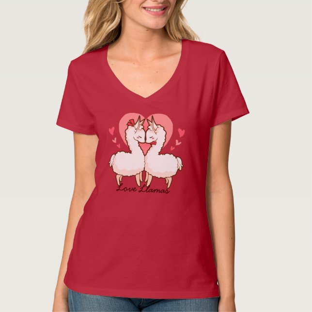 T-shirt mignon de lamas d'amour (Devant)
