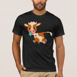 T-shirt mignon de vache à trot de bande dessinée