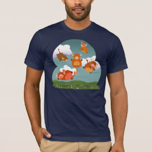 T-shirt mignon de vaches des Highlands lévitant en