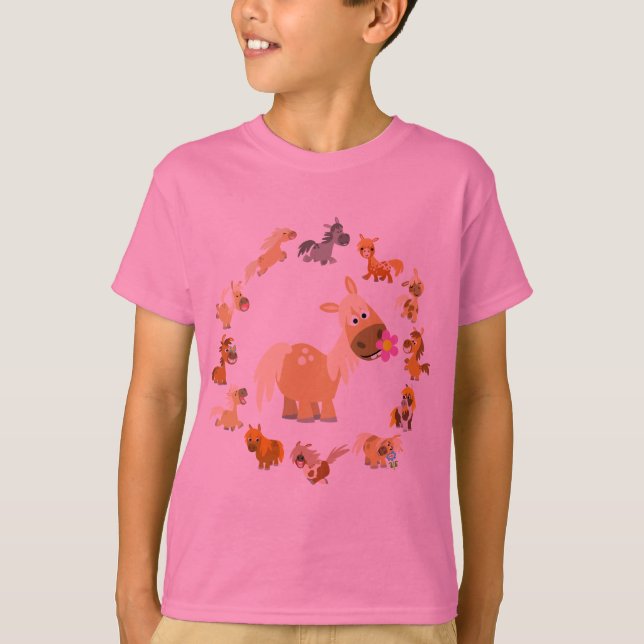 T-shirt mignon d'enfants de mandala de poneys de (Devant)