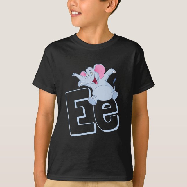 T-shirt Mignon E pour éléphant - Enfants ABCD English Alph (Devant)