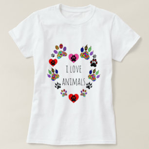 T-shirt mignon et coloré d'animaux d'amour d'I