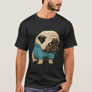 T-shirt Mignon Et Triste Chien Pug Hommes Femmes