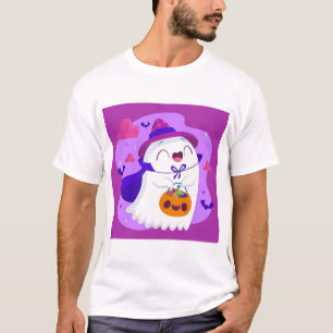 T-shirt Mignon fantôme de Halloween sorcière Trick-or-Trea
