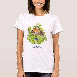 T-shirt Mignon J'aime Robins, Robin sur Nest
