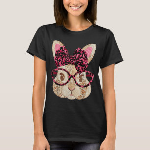 T-shirt Mignon lapin de Pâques en patchwork avec lunettes