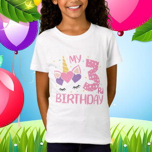 T-Shirt mignon licorne âge trois Anniversaire
