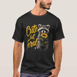 T-shirt Mignon mais sauvage drôle Raton laveur Tournesol A