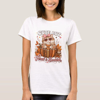 T-shirt Mignon Mais Sauvage Et Chat Bibliophile Saveur Épi