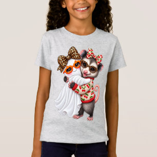 T-Shirt Mignon opossum Halloween Fantôme Automne Citrouill