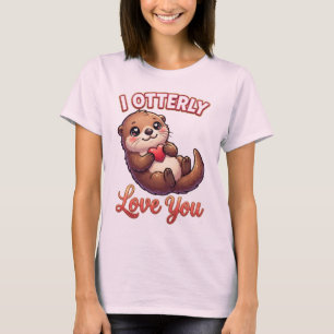 T-shirt Mignon Otter de la Saint-Valentin – Je vous aime à