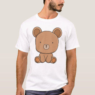 T-shirt Mignon ours en peluche adorable Kawaii brun animal