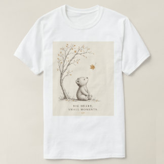 T-shirt Mignon Ours en Peluche Esthétique Feuilles d'Autom