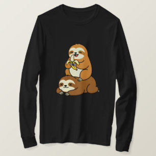 T-shirt Mignon paresseux mangeant une banane sur un paress