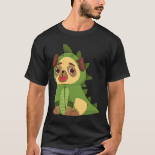T-shirt Mignon petit chien dans un costume de dinosaure ve