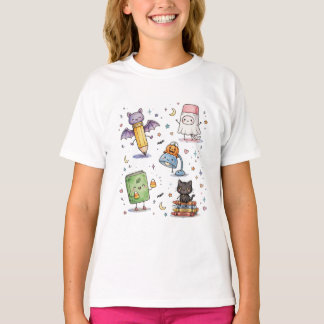 T-shirt Mignon PNG Halloween de rentrée, gribouillis Kawai