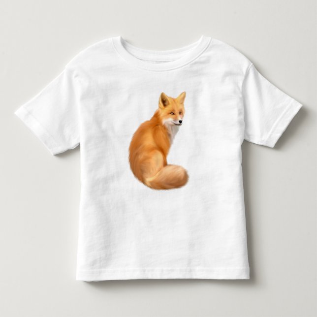 T-shirt mignon pour enfant avec un renard rouge mo (Devant)