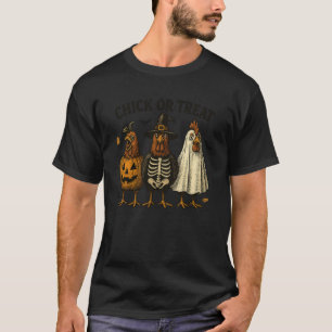 T-shirt Mignon poussin ou traiter Halloween poulet squelet