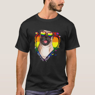 T-shirt Mignon Pug Arc-en-ciel Cœur Fierté Gay Lgbt Chien