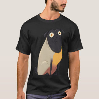T-shirt Mignon Pug de Dessin Animé avec Grands Yeux et Cor