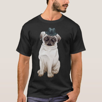 T-shirt Mignon pug en chapeau Classique 363