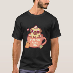 T-shirt Mignon Pug Pugkin Latte Épices Citrouille Drôle Ha