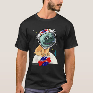 T-shirt Mignon PUGSA PUG Astronaute Dans L'espace Helmut  