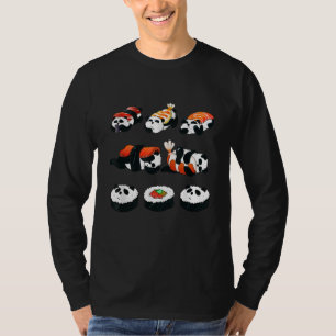 T-shirt Mignon Sushi Panda Câlin Maki Amoureux Drôle Kawai