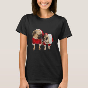 T-shirt Mignon Tan Carlin Chiot Père Son Père Santa Hat Im