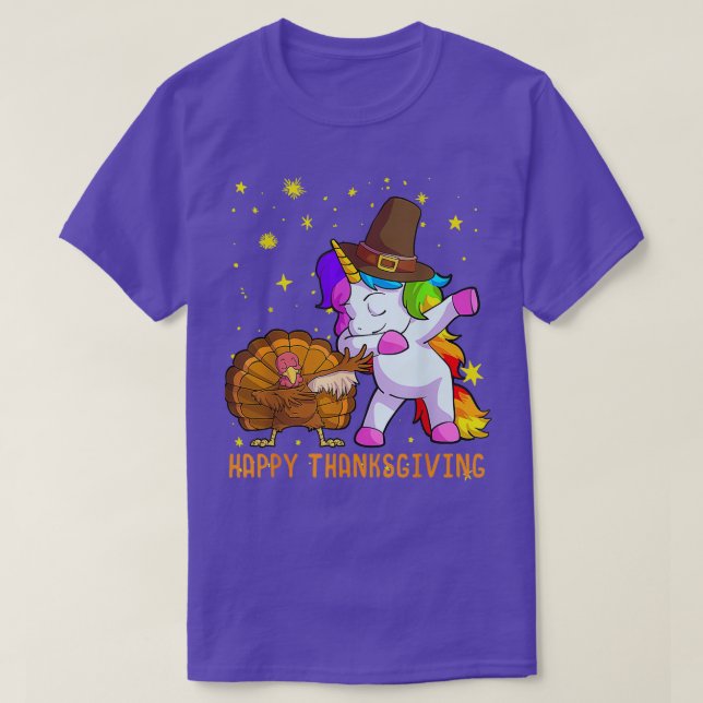 T-shirt Mignon Unicorn Thanksgiving Pour Les Filles Pèleri (Design devant)
