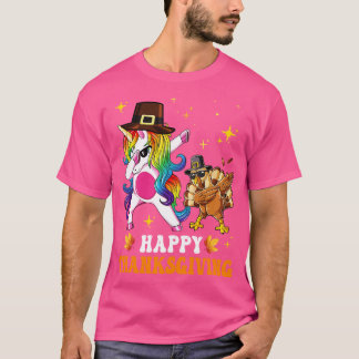 T-shirt Mignon Unicorn Thanksgiving Pour Les Filles Pèleri
