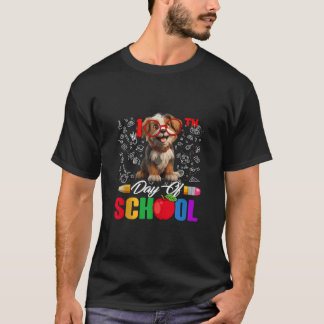 T-shirt Mignonne 100E Jour De L'École Verres Chien 100 Jou