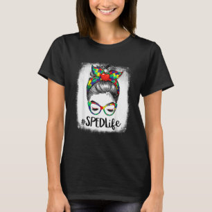 T-shirt Mignonne 100e jour école Messy Bun Sped femmes Aut
