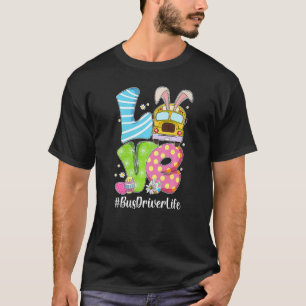 T-shirt Mignonne Amour Bunny School Bus Conducteur Vie Joy