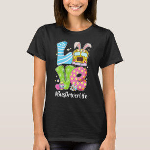 T-shirt Mignonne Amour Bunny School Bus Conducteur Vie Joy
