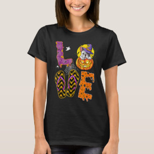 T-shirt Mignonne Amour Français Chien-taureau Halloween Ch