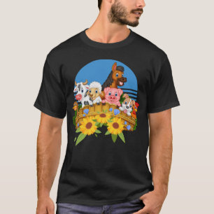 T-shirt Mignonne animal de ferme poulet mouton porc cochon