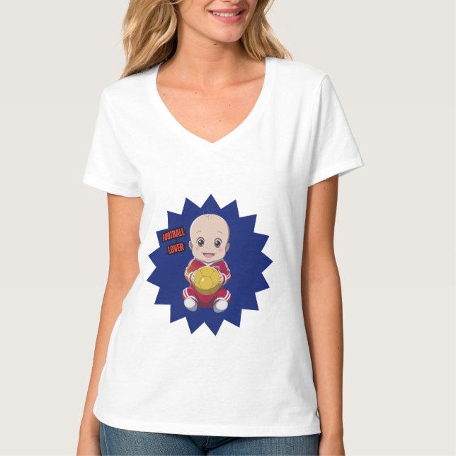 T-shirt Mignonne bébé en tenue de footballeur (Devant)