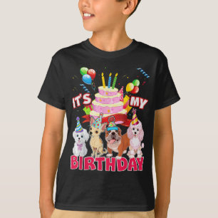 T-shirt Mignonne C'est My Birthday Chien et Chiot Theme Pa