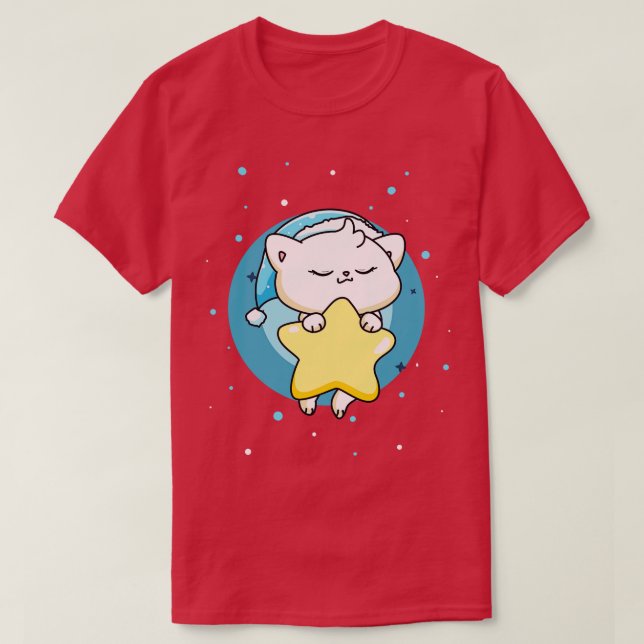 T-shirt Mignonne Chat Sleeping Pajama Sleep Kitty Kids (Design devant)