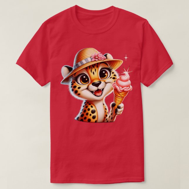 T-shirt Mignonne cheetah léopard glace vibes d'été 2 (Design devant)
