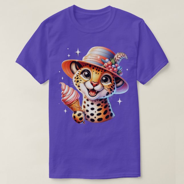 T-shirt Mignonne cheetah léopard glaces vibes d'été (Design devant)