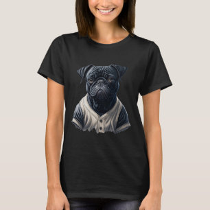 T-shirt Mignonne Chien Carlin Noir Portant Des Vêtements D